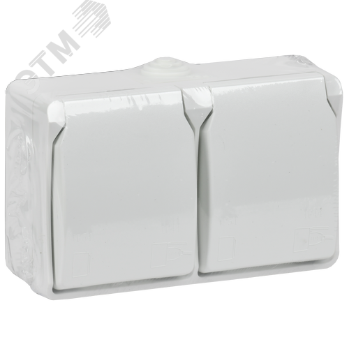 FORS Розетка 2-местная с заземлением для открытой установки 16А IP54 РСб22-3-ФБ белый ФОРС - фото 6