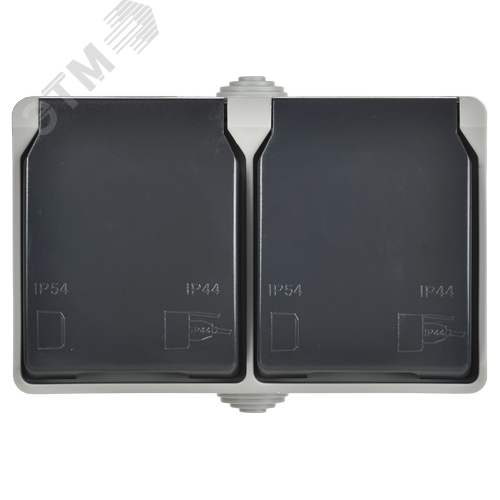 ФОРС Розетка двойная наружная с заземлением с крышкой IP54 - фото 2