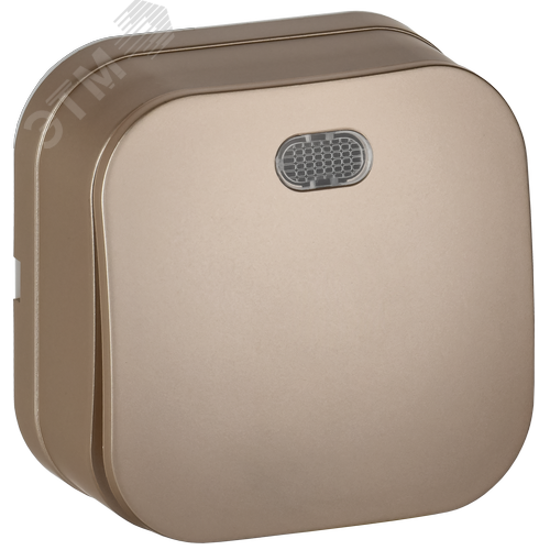 GLORY Выключатель 1-клавишный для открытой установки с индикацией 10А ВС20-1-1-ХШм шампань матовый IEK - фото 1