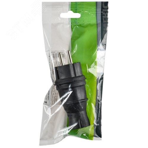 Вилка прямая 16А IP44 каучук черная GENERICA - фото 2