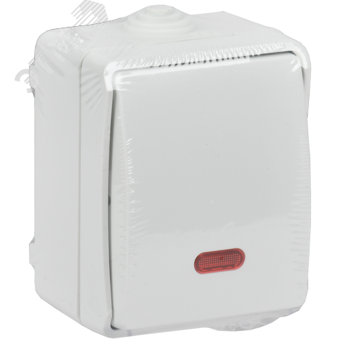 FORS Выключатель 1-клавишный проходной с индикацией для открытой установки 10А IP54 ВС20-1-1-ФБ белый - фото 6