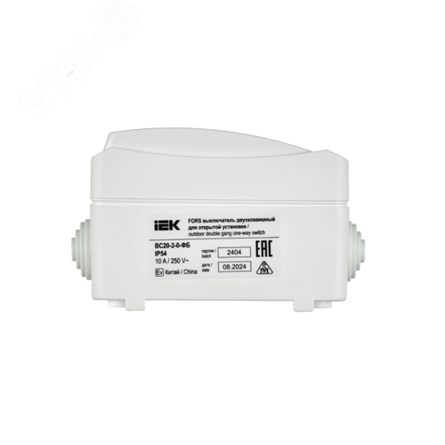FORS Выключатель 2-клавишный для открытой установки 10А IP54 ВС20-2-0-ФБ белый ФОРС - фото 4