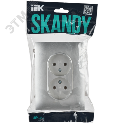 SKANDY Розетка 2-местная без заземления без защитных шторок 10А в сборе SK-R10S серебряный IEK - фото 6