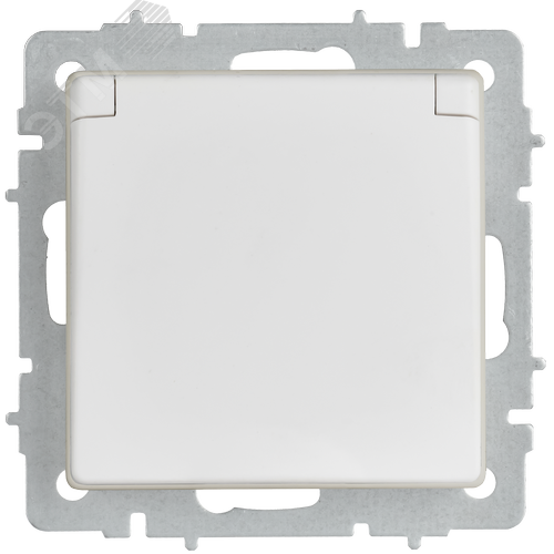 BRITE Розетка 1-местная с заземлением с защитными шторками и крышкой 16А IP44 РСбш10-3-44-БрАБ арктический белый IEK - фото 5