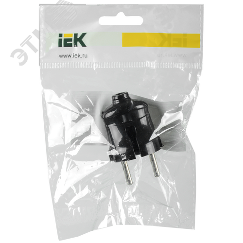 Вилка штепсельная черная 6 А - фото 2