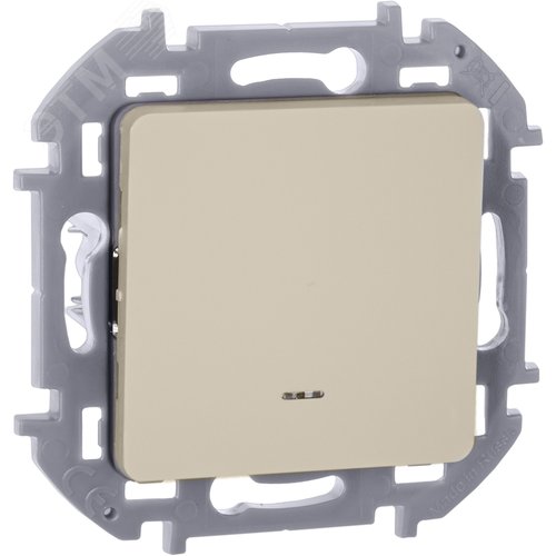 Изображение товара Выключатель 1-клавишный с подсветкой/индикацией 10АХ безвинтовое крепление слоновая кость INSPIRIA (шт)
