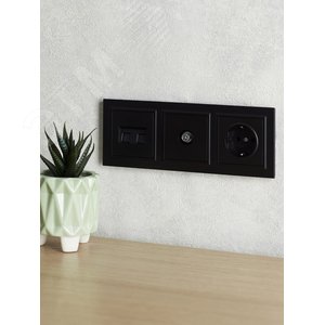 BRITE Рамка 3 поста РУ-3-БрЧ черный - фото 6