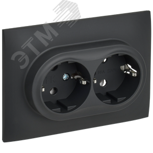 SKANDY Розетка 2-местная с заземлением без защитных шторок 16А в сборе SK-R08G графит IEK - фото 1