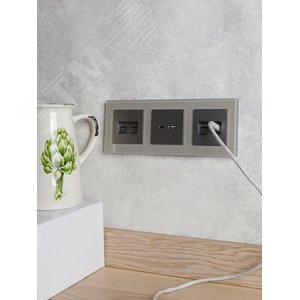 BRITE Рамка 3 поста РУ-3-2-БрД стекло дымчатый - фото 5