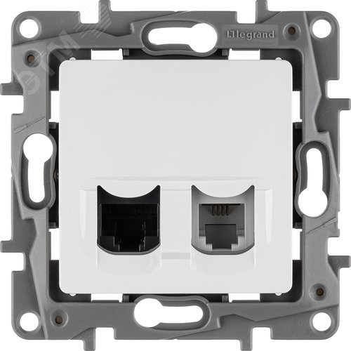 Розетка двойная RJ11+RJ45 кат.5E UTP белый ETIKA - фото 6
