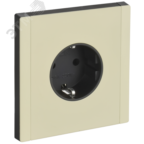 Изображение товара FORTE&PIANO Розетка 1-местная с заземлением с защитными шторками винтовое крепление 16А FP815M металл слоновая кость IEK (шт)