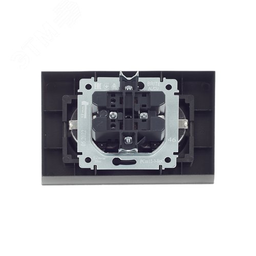 BRITE Розетка двойная с заземлением с защитными шторками 16А в сборе РСш12-3-БрС сталь - фото 8