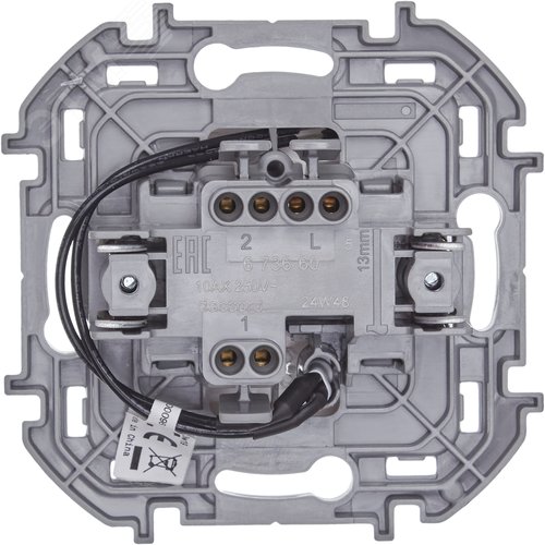 Выключатель 1-клавишный проходной с подсветкой/индикацией 10АХ безвинтовое крепление белый INSPIRIA - фото 6