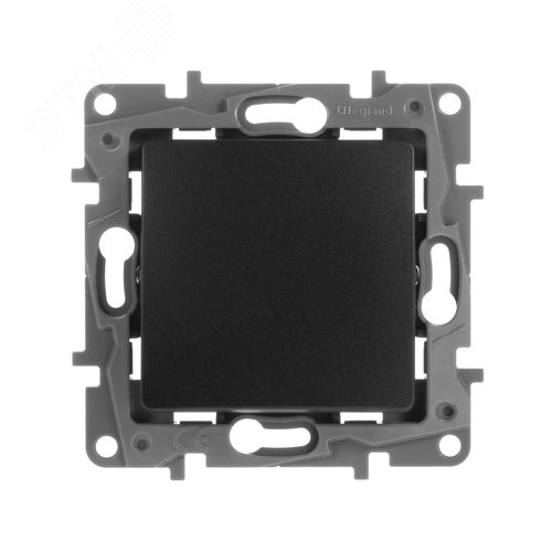 Выключатель 1-клавишный проходной самовозвратный 6А безвинтовое крепление антрацит ETIKA - фото 3