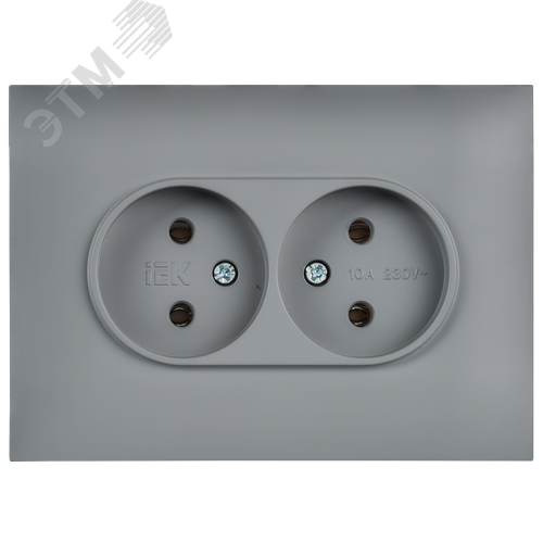 SKANDY Розетка 2-местная без заземления без защитных шторок 10А в сборе SK-R10Gr серый IEK - фото 5