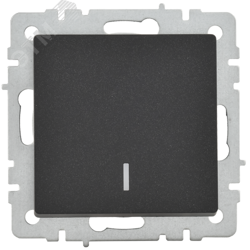 BRITE Выключатель одноклавишный с индикацией 10А ВС10-1-1-БрЧ черный - фото 3