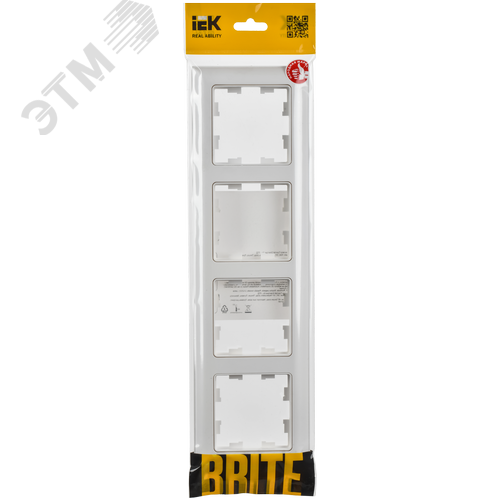 BRITE Рамка 4-местная РУ-4-БрАБ арктический белый/белый IEK - фото 6