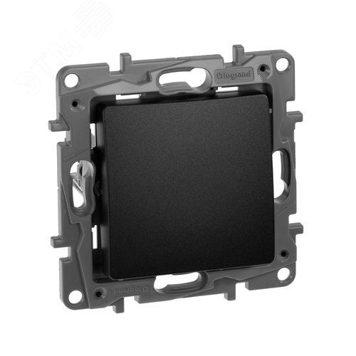 Изображение товара Выключатель 1-клавишный 10А безвинтовое крепление антрацит ETIKA (шт)