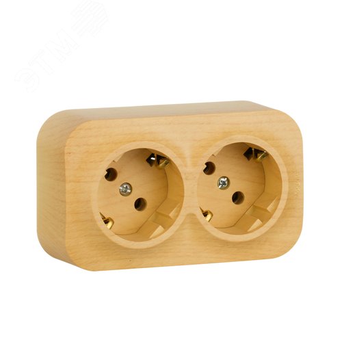 Изображение товара Розетка 2-местная для открытой установки с заземлением без защитных шторок с предварительным подключением 16А дерево QUTEO (шт)