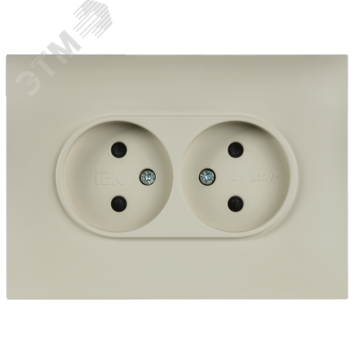 SKANDY Розетка 2-местная без заземления с защитными шторками 10А в сборе SK-R09B бежевый IEK - фото 5