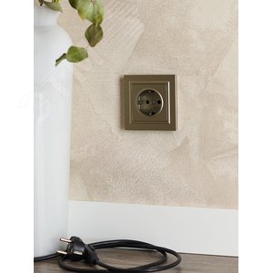 BRITE Розетка с заземлением с защитными шторками 16А РС14-1-0-БрШ шампань - фото 8