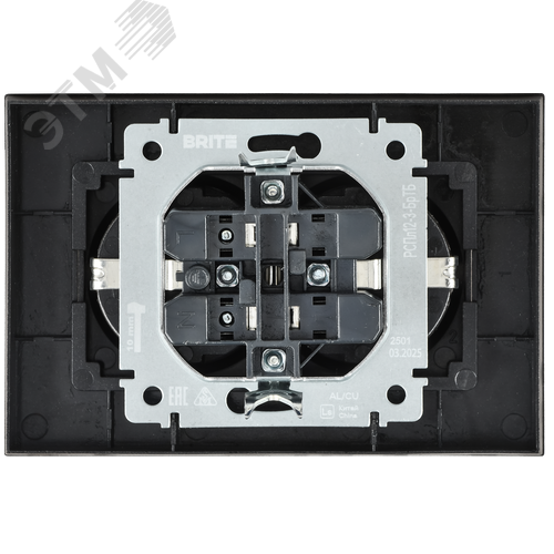 BRITE Розетка 2-местная с заземлением без защитных шторок плоская 16А в сборе РСПл12-3-БрТБ темная бронза IEK - фото 6