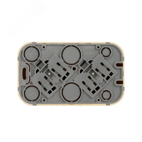 Розетка 2-местная для открытой установки с заземлением с защитными шторками с предварительным подключением 16А дерево QUTEO - фото 3