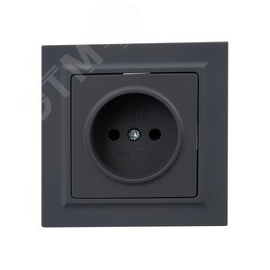 BRITE Розетка 1 пост без заземления без защитных шторок 10А в сборе РСР10-1-0-БрГ графит IEK - фото 2