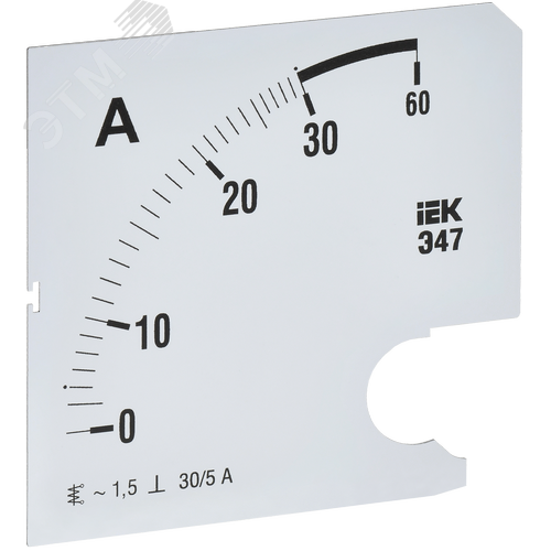 Изображение товара Шкала сменная для амперметра Э47 30/5А класс точности 1,5 96х96мм (шт)
