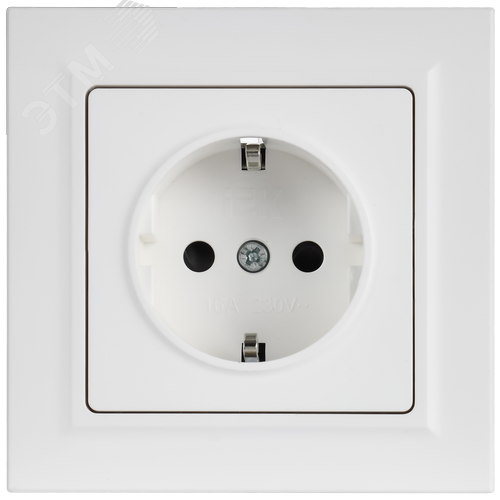 BRITE Розетка 1-местная с заземлением с защитными шторками 16А в сборе РСР14-1-0-БрАБ арктический белый IEK - фото 5