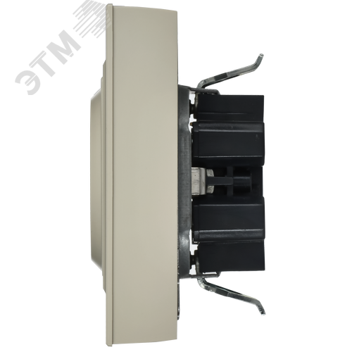 BRITE Розетка 2-местная с заземлением с защитными шторками плоская 16А в сборе РСшПл12-3-БрКр бежевый IEK - фото 5