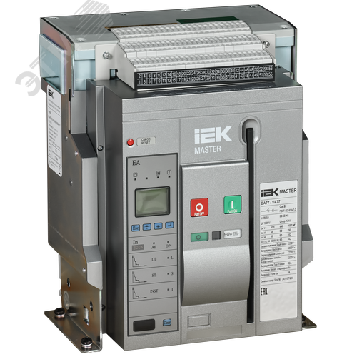 Изображение товара Выключатель автоматический воздушный переменного тока ВА77 стационарного исполнения 3 полюса типоразмер A 65кА 800А EA (шт)