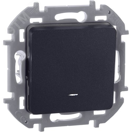 Выключатель 1-клавишный с подсветкой/индикацией 10АХ безвинтовое крепление антрацит INSPIRIA - фото 1