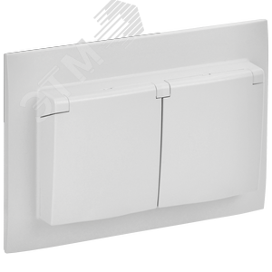 SKANDY Розетка 2-местная и крышкой 16А в сборе IP44 SK-R12W арктический белый IEK - фото 1