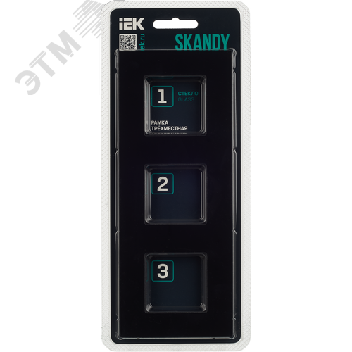 SKANDY Рамка 3-местная SK-F23Bl стекло черный IEK - фото 5