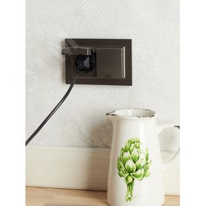 BRITE Розетка 2-местная с заземлением с защитными шторками и крышкой 16А в сборе IP44 РСбш12-3-44-БрТБ темная бронза - фото 3