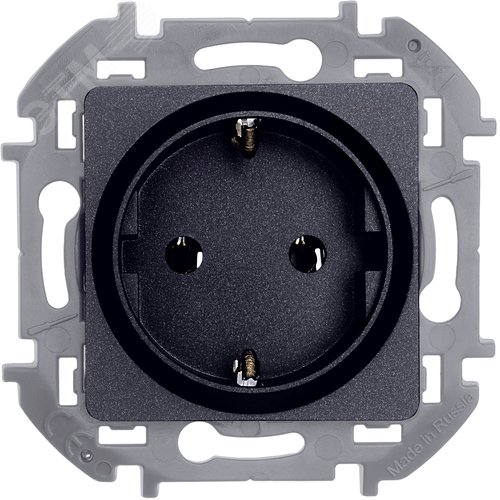 Розетка 1-местная с заземлением без защитных шторок 16А антрацит INSPIRIA - фото 6