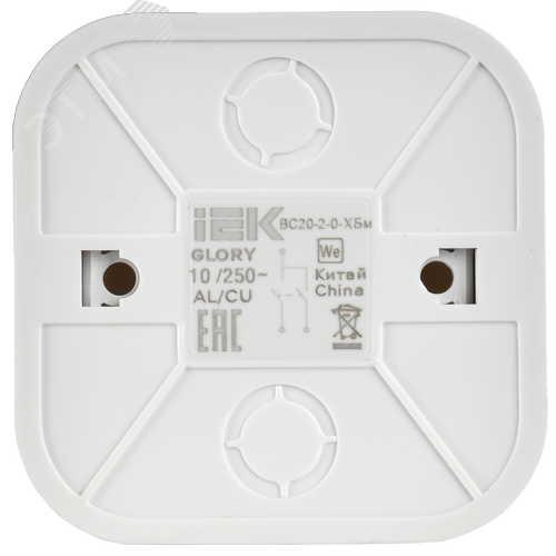 GLORY Выключатель 2-клавишный для открытой установки 10А ВС20-2-0-ХБм белый матовый IEK - фото 5