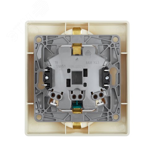 Розетка 2-местная с заземлением с защитными шторками безвинтовое крепление 16А в сборе слоновая кость ETIKA - фото 3