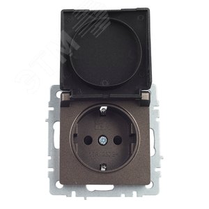 BRITE Розетка с заземлением с защитными шторками и крышкой 16А IP44 РСбш10-3-44-БрТБ темная бронза - фото 9
