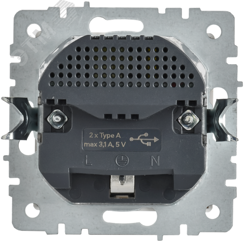 BRITE Розетка 1-местная с заземлением с защитными шторками 16А с USB A+A 5В 3,1А РЮш10-2-БрАБ арктический белый IEK - фото 5