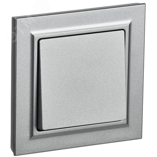 BRITE Выключатель одноклавишный 10А в сборе ВСР10-1-0-БрА алюминий IEK - фото 1