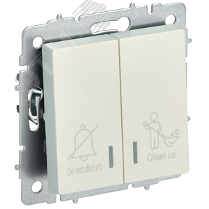 BRITE Выключатель 2-клавишный с индикацией для отелей 10А ВС10-2-9-БрЖ жемчуг IEK - фото 1