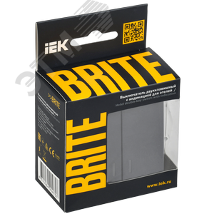 BRITE Выключатель 2-клавишный с индикацией для отелей 10А ВС10-2-9-БрМ маренго IEK - фото 2