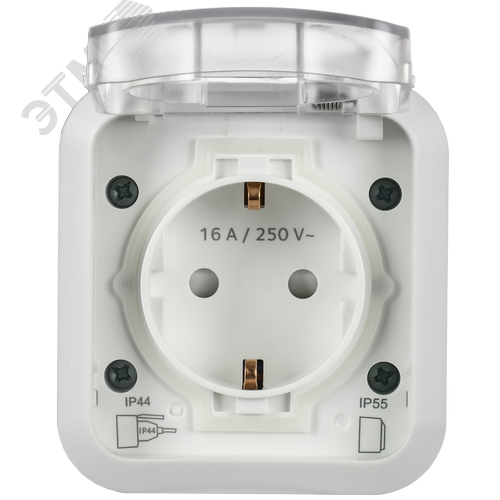 TORS Розетка 1-местная заземляющим контактом и крышкой 16А IP55 TS320 белый IEK - фото 6
