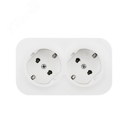 Розетка 2-местная для открытой установки с заземлением без защитных шторок с предварительным подключением 16А белый QUTEO - фото 8