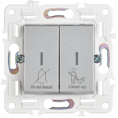 SKANDY Выключатель 2-клавишный с индикацией для отелей 10А SK-V16S серебряный IEK - фото 6