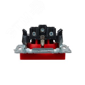 BRITE Розетка 1 пост с заземлением с защитными шторками 16А РС14-1-0-БрК красный - фото 5