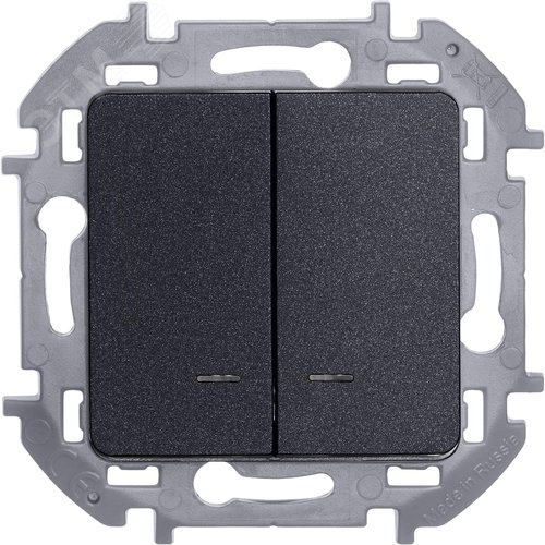 Выключатель 2-клавишный с подсветкой/индикацией 10АХ безвинтовое крепление антрацит INSPIRIA - фото 6