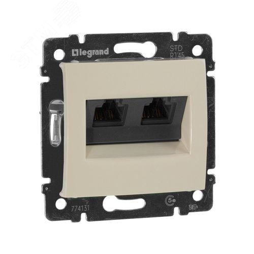 Изображение товара Розетка компьютерная двойная RJ45 категория 5Е UTP с захватами слоновая кость VALENA (шт)